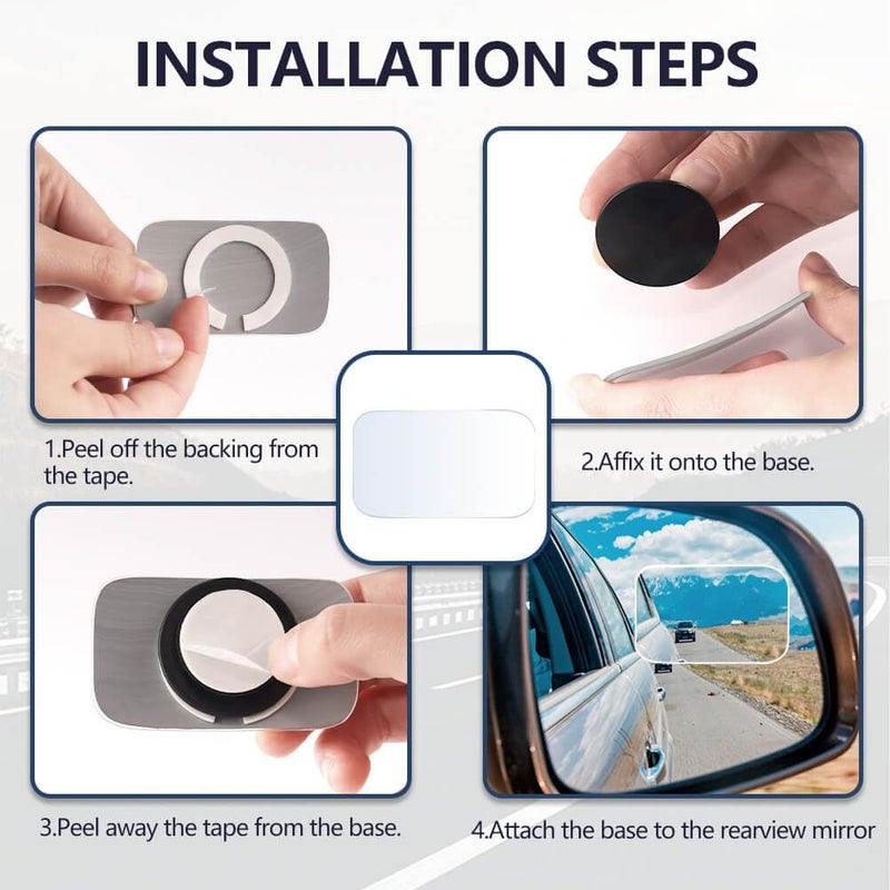 AmFor Blind Spot Mirror, Amfor HD Glass Convex Lens Frameless Adjustable Blind Spot Mirror for All Universal Vehicles Car Stick-on Design (2 PCS) (Rectangle) - Image 4